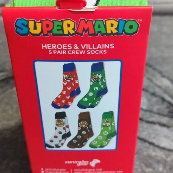 Nintendo licenced product Super Mario heroes and villains socks 5 pack NEW - Picture 8 of 11